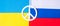 Symbol of peace with flag of Ukraine. and Russia Pray, No war, stop war and Nuclear Disarmament