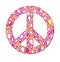 Symbol of peace. Peace sign consists of bright bubbles.