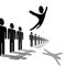Symbol Person Leaps Out of Line Soars Above People
