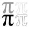 Symbol Pi icon outline set grey black color