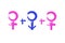 Symbol of polyamorous and polygamous relationships.Male sex symbol and female sex symbols.modern relations