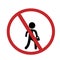 symbol prohibiting people from walking - sign prohibiting crossing, on white backround