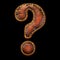 Symbol question mark made of leather. 3D render font with skin texture isolated on black background.