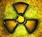 Symbol of radiation on a steel background