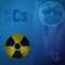 Symbol of radioactive hazard. A cesium atom 147. Design of nuclear contamination.