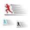 Symbol rate of delivery package or speed icon of download and upload, symbol of running man, runner