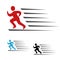 Symbol rate of delivery package or speed icon of download and upload, symbol of running man, runner