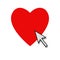 Symbol of red Heart with computer mouse arrow