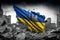 The symbol of the resilience and indestructibility of the Ukrainian people is the damaged Ukrainian flag, against the backdrop of