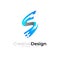 symbol S logo with thunder design template, S logo. blue color