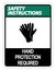 symbol Safety instructions Hand Protection Required Sign on white background