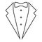 Symbol service dinner jacket bow Tuxedo concept Tux sign Butler gentleman idea Waiter suit icon black color outline vector