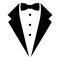 Symbol service dinner jacket bow Tuxedo concept Tux sign Butler gentleman idea Waiter suit icon black color vector illustration