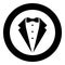 Symbol service dinner jacket bow Tuxedo concept Tux sign Butler gentleman idea Waiter suit icon in circle round black color