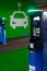 Symbol sign of electric cars charging station. Plug-in charger or socket for PHEV cars or vehicles. Concept of green electricity,