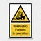 symbol symbol warning forklifts in operation Sign on transparent background