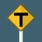 symbol T-Junction Traffic Road Sign isolated on grey sky background.Vector illustration