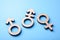 Symbol of transgender and gender symbols of man and woman of tree on blue