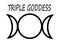 The symbol of the Triple Goddess in Neopaganism white backdrop