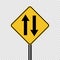 Symbol Two way traffic ahead sign on transparent background
