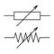 Symbol of a variable resistor with linear control, the electric resistance of the black lines, electronic components, radio
