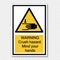 symbol warning crush hazard.Mind your hands Sign on transparent background