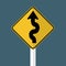 symbol Winding Traffic Road Sign isolated on grey sky background.Vector illustration