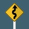 symbol Winding Traffic Road Sign isolated on grey sky background.Vector illustration