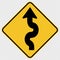 symbol Winding Traffic Road Sign on transparent background