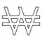 Symbol won Korea money sign KRW currency monetary contour outline line icon black color vector illustration image thin flat style