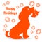 Symbol of the year, orange dog silhouette holding a bell in the