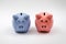 Symbol of year piggy bank pink and blue on white background