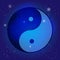 Symbol of yin and yang, the emblem of Taoism on the cosmic universe background. Design for meditation, spiritual