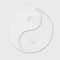 Symbol of yin and yang, the emblem of Taoism made of paper. White design for meditation, spiritual geometry.