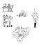 Symbolic black and white icons about life and people