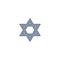 Symbolic blue Magen David Star cartoon icon vector illustration isolated.