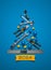 A symbolic Christmas tree made of construction tools.