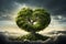 Symbolic embrace heart shaped tree thrives on a carpet of green grass