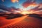 Symbolic of global warming, lonely sand dunes under a dramatic sunset