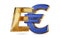 Symbolic golden and dark blue E-Euro digital currency of Europe 3d-illustration