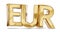 Symbolic golden E-Euro digital currency of Europe 3d-illustration