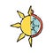 Symbolic illustration of half sun, half compass