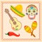 Symbolic illustrations for the Mexican holiday Dia de los Muertos.