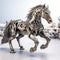 Symbolic Overload: Futuristic Horse 3d Model With Metallic Finishes