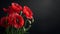 Symbolic red poppies tribute on black background, honoring remembrance day, armistice day, anzac day