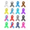 Symbolic ribbons - set of ribbons - prostate cancer Alzheimers Down syndrome breast cancer all cancers leukemia, vector