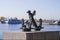 A symbolic sculpture of an Anchor on the granite promenade in the port city of Kronstadt. Russian Federation.