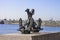 A symbolic sculpture of an Anchor on the granite promenade in the port city of Kronstadt. Russian Federation.