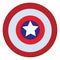 A symbolic shield design carried by the superhero character call captain America vector color drawing or illustration