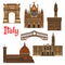 Symbolic travel landmarks of Italy thin line icon